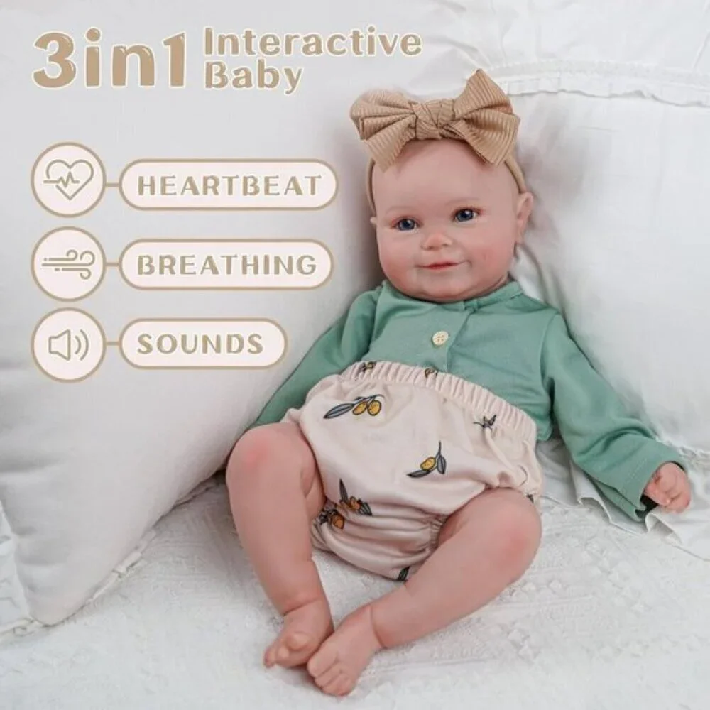 Interactive Reborn Baby Dolls Girl 20Inch white Green Real Life Baby Doll - Picture 2 of 7